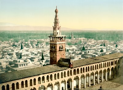 Der sogenannte Minarett de la Fiancee der Großen Umayyaden-Moschee in Damaskus, ca. 1880-1900 von Swiss Photographer